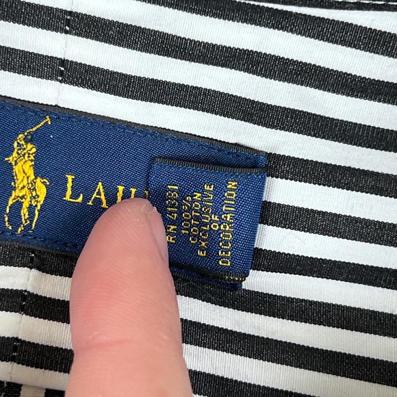 Polo Ralph Lauren Shirt Mens XL Black White Pinstripe Long Sleeve Button Pony - Picture 5 of 12